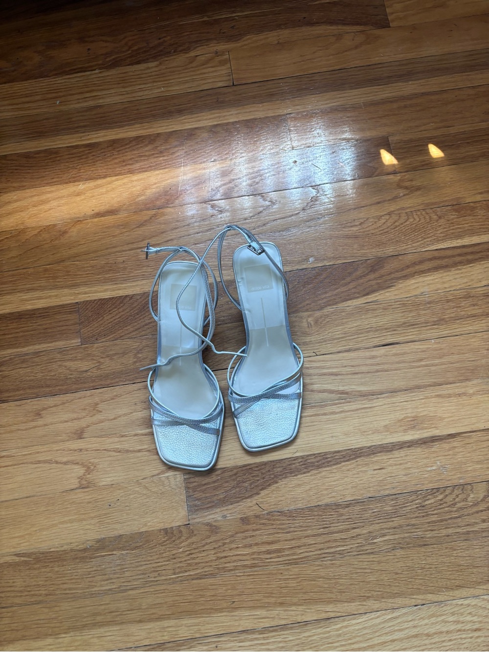 Dolce Vita Silver Strappy Square-Toe Heels